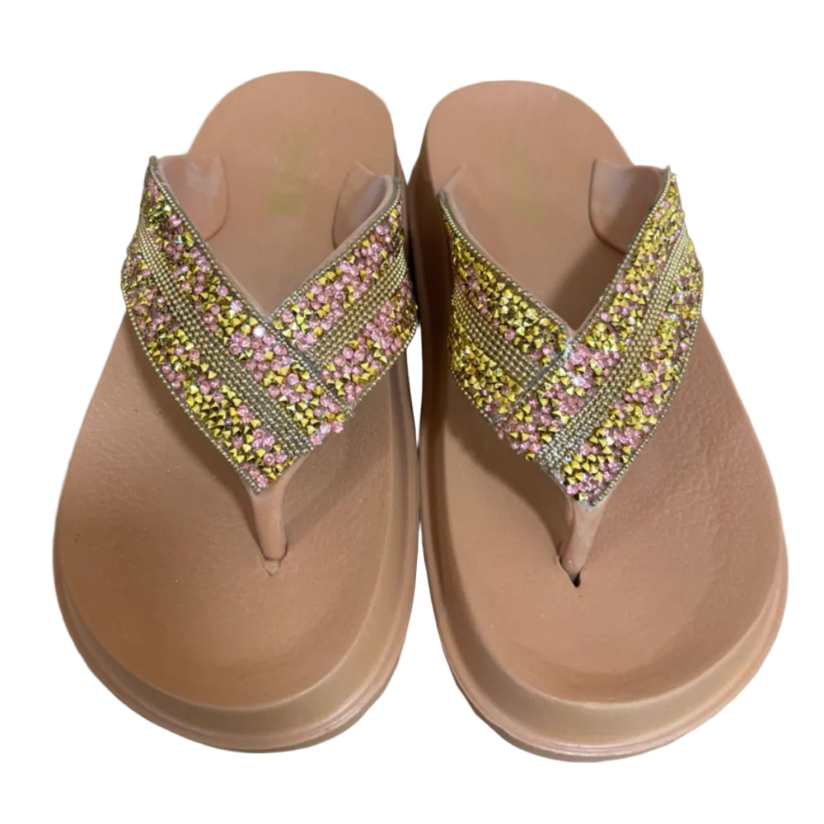 Sandália Feminina em EVA Camel Strass