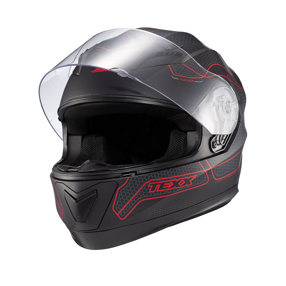 CAPACETE TEXX STRIKE PANTHER PRETO E VERMELHO FOSCO