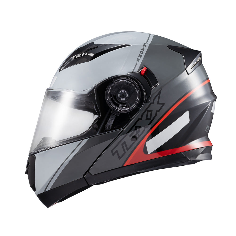 CAPACETE TEXX GLADIATOR V3 MAKAN CINZA E VERMELHO