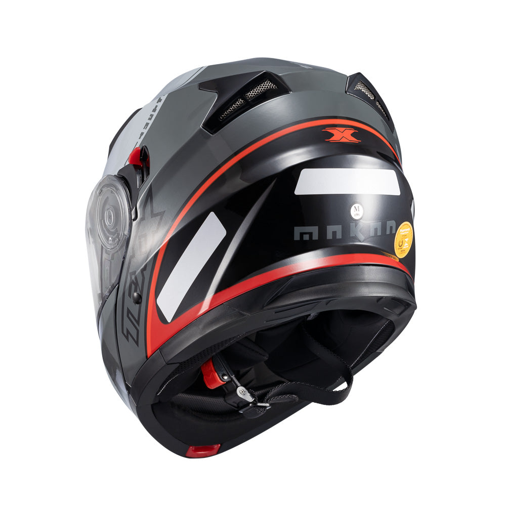 CAPACETE TEXX GLADIATOR V3 MAKAN CINZA E VERMELHO