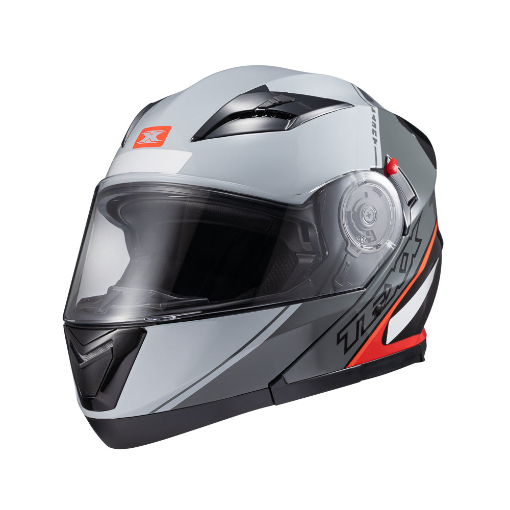CAPACETE TEXX GLADIATOR V3 MAKAN CINZA E VERMELHO