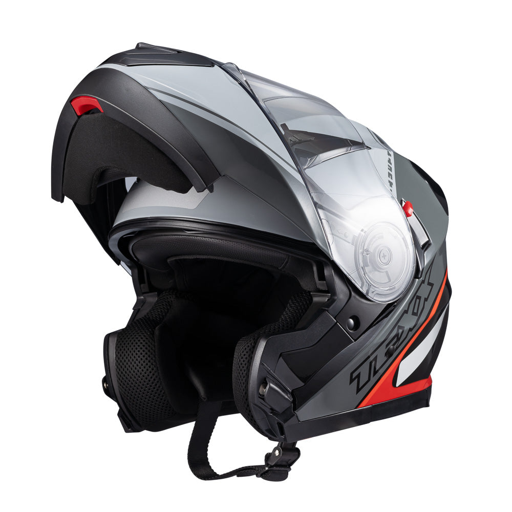 CAPACETE TEXX GLADIATOR V3 MAKAN CINZA E VERMELHO