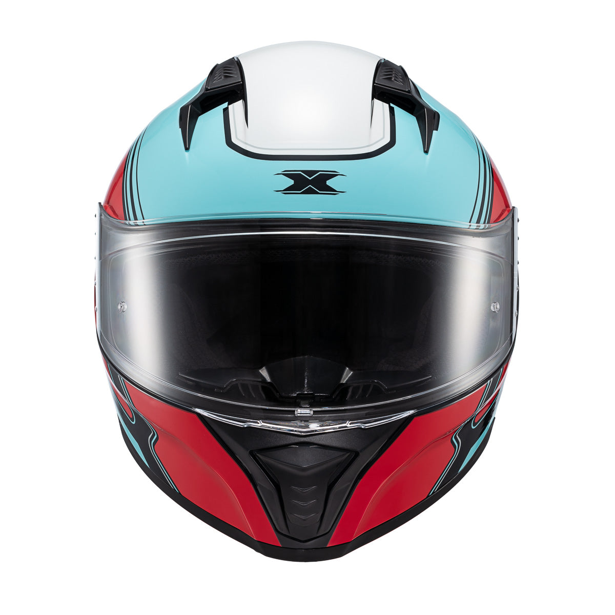 CAPACETE TEXX RAPTOR HORNET AZUL, VERMELHO E BRANCO
