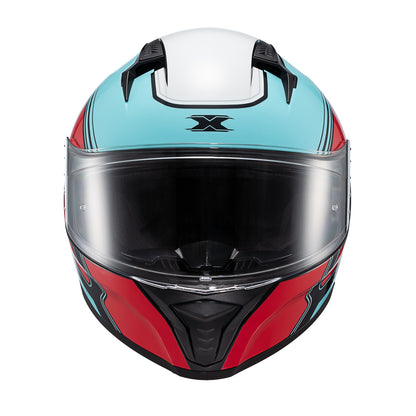 CAPACETE TEXX RAPTOR HORNET AZUL, VERMELHO E BRANCO