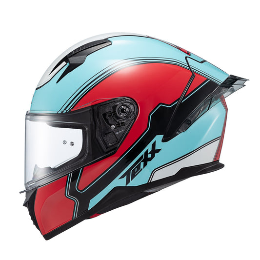 CAPACETE TEXX RAPTOR HORNET AZUL, VERMELHO E BRANCO
