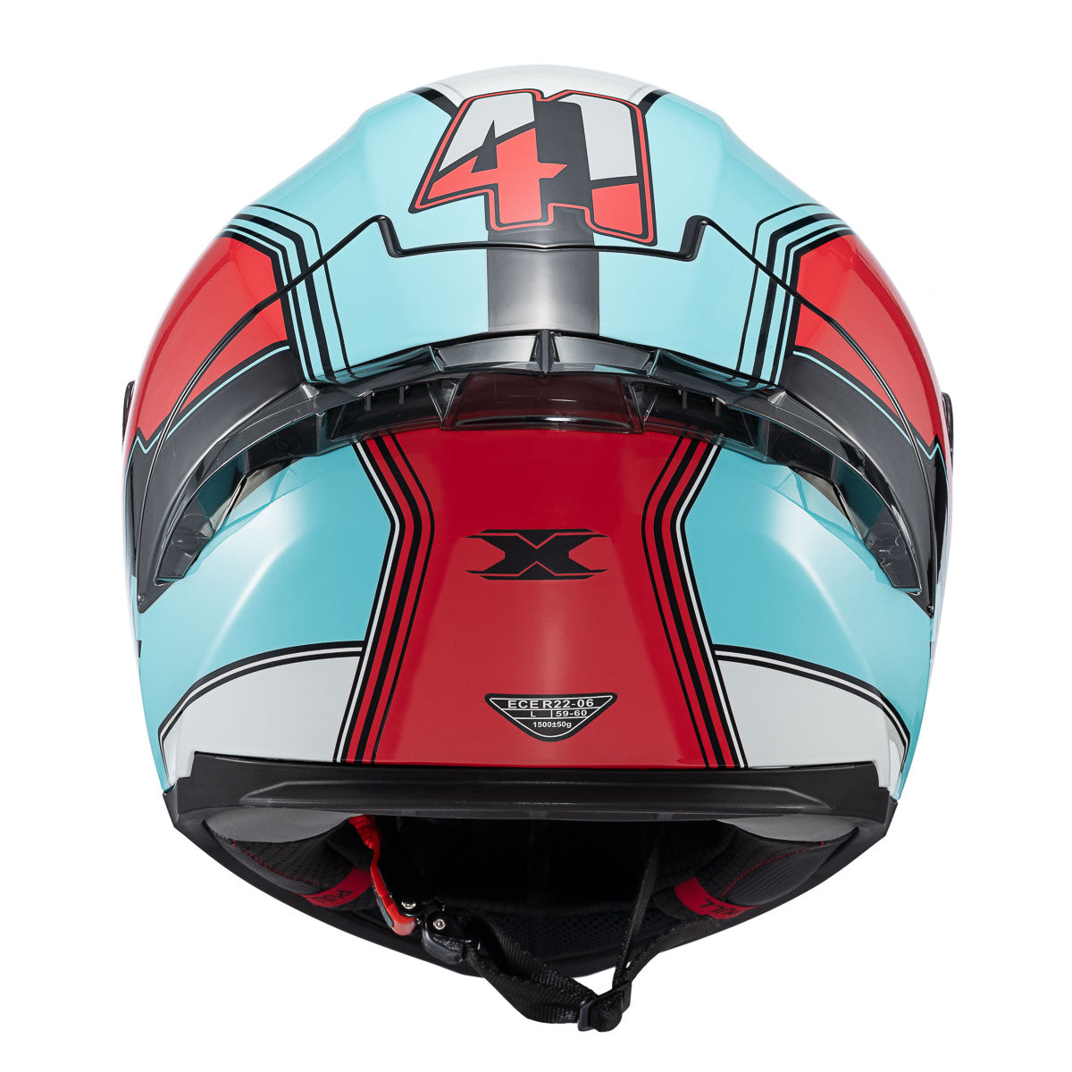 CAPACETE TEXX RAPTOR HORNET AZUL, VERMELHO E BRANCO