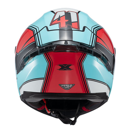 CAPACETE TEXX RAPTOR HORNET AZUL, VERMELHO E BRANCO