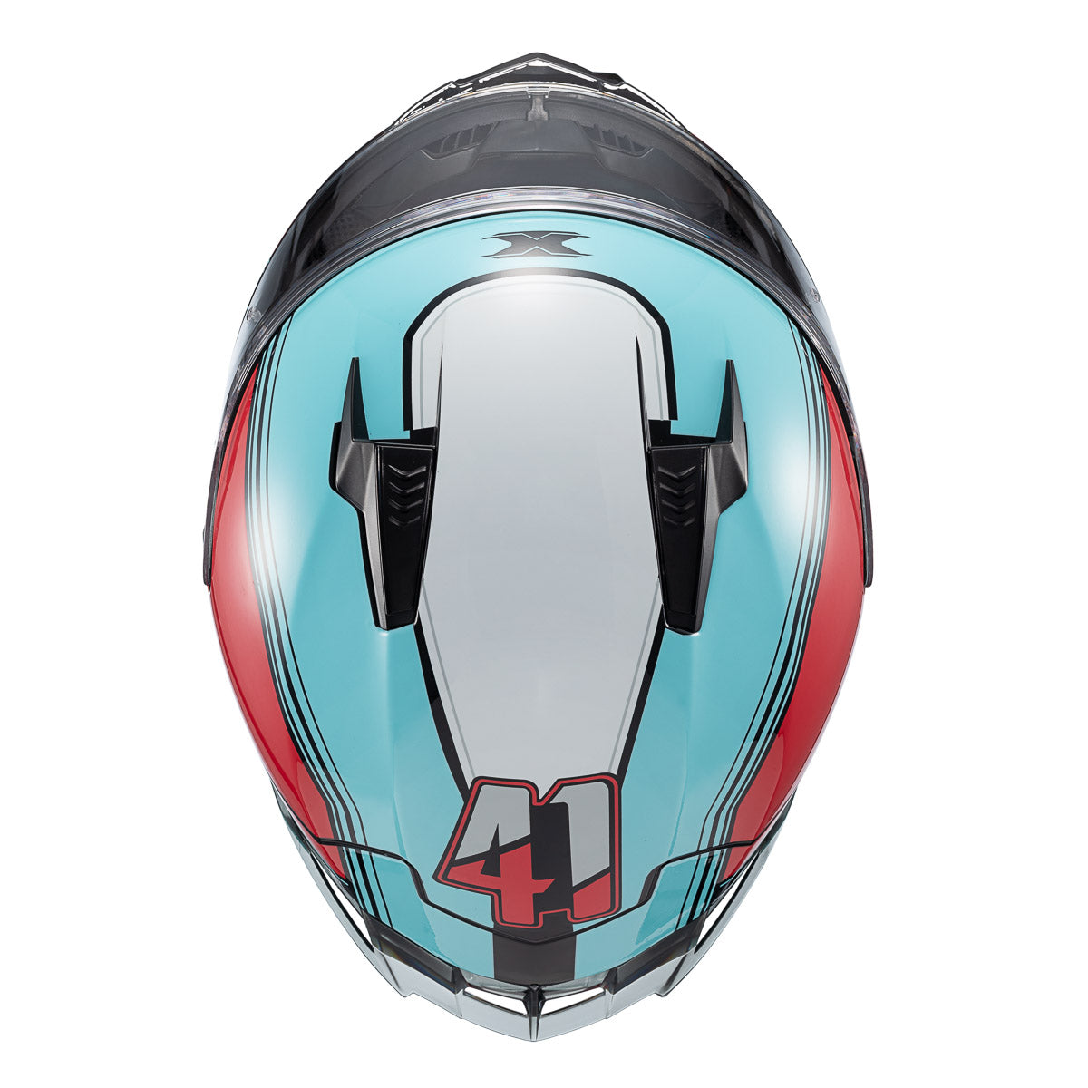 CAPACETE TEXX RAPTOR HORNET AZUL, VERMELHO E BRANCO