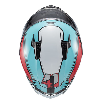 CAPACETE TEXX RAPTOR HORNET AZUL, VERMELHO E BRANCO