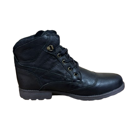 Bota Preta em Couro BX66 Cano Curto