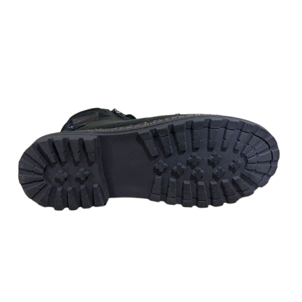 Bota Casual Preta em Couro BX66 com Zíper Lateral