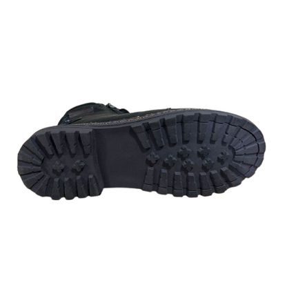 Bota Casual Preta em Couro BX66 com Zíper Lateral
