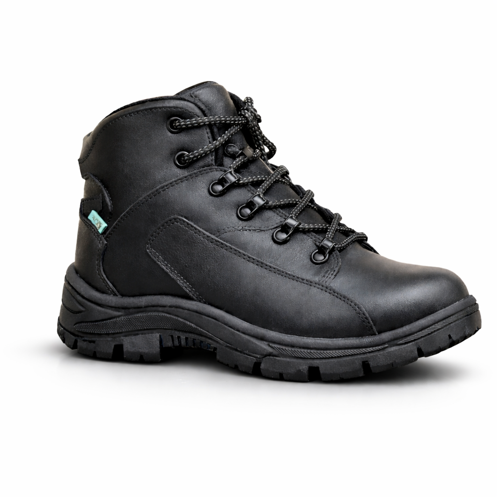 Bota Coturno em Couro Legítimo Preta BX66 – Solado Tratorado Antiderrapante