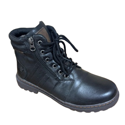 Bota Casual Preta em Couro BX66 com Zíper Lateral