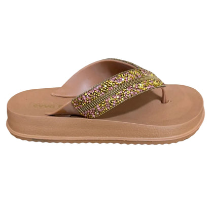 Sandália Feminina em EVA Camel Strass