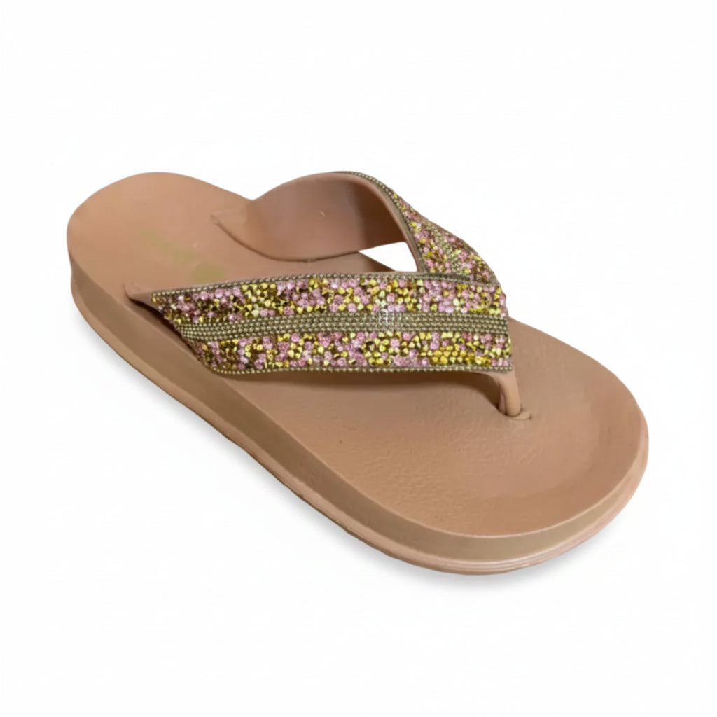 Sandália Feminina em EVA Camel Strass