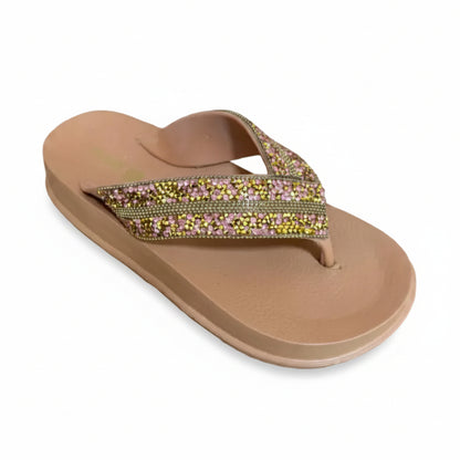Sandália Feminina em EVA Camel Strass