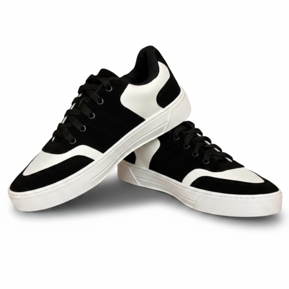 Tênis Unissex Casual Preto e Branco