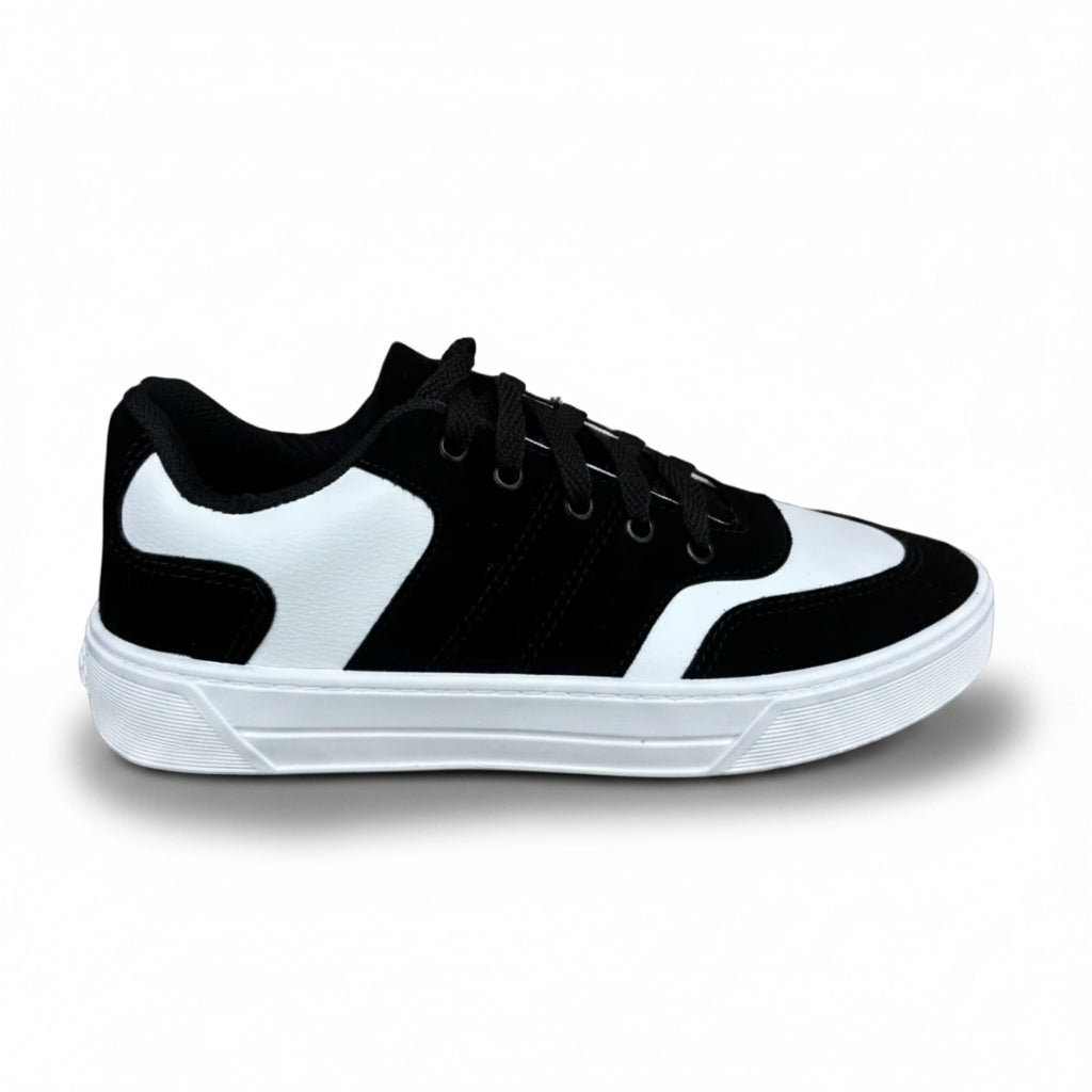 Tênis Unissex Casual Preto e Branco