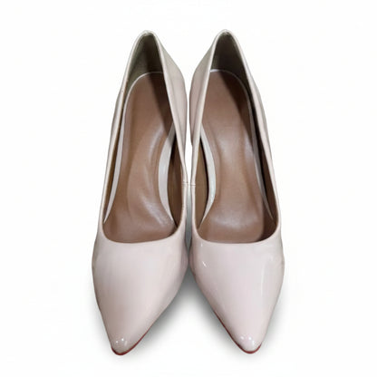 Scarpin Feminino Verniz Nude Salto Alto Bico Fino