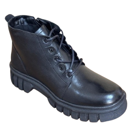 Bota Feminina Preta em Couro BX66 com Zíper Lateral