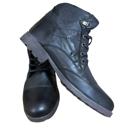 Bota Preta em Couro BX66 Cano Curto
