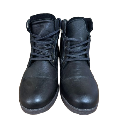 Bota Preta em Couro BX66 Cano Curto