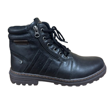 Bota Casual Preta em Couro BX66 com Zíper Lateral