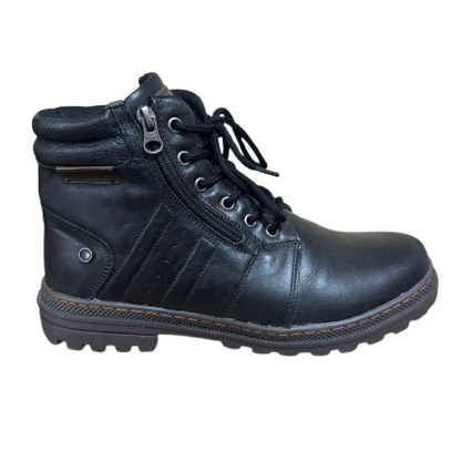 Bota Casual Preta em Couro BX66 com Zíper Lateral