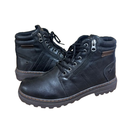 Bota Casual Preta em Couro BX66 com Zíper Lateral