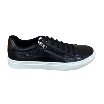 Sapatênis Preto em Couro com Zíper BX66