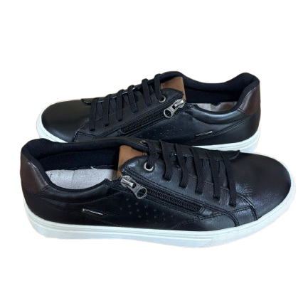 Sapatênis Preto em Couro com Zíper BX66