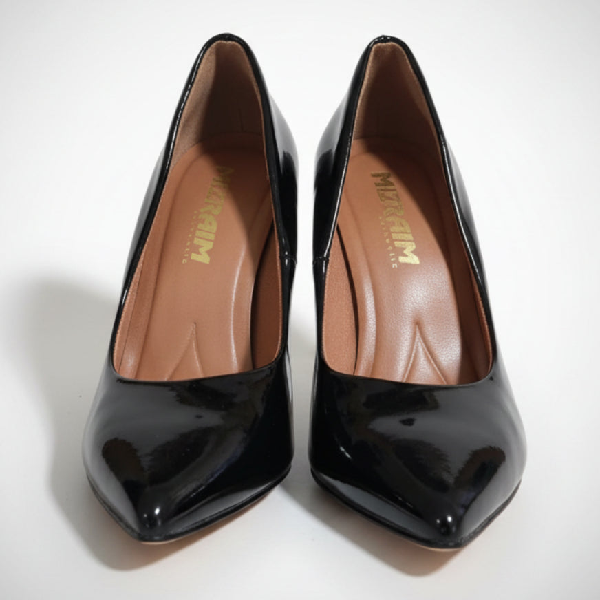Scarpin Feminino Verniz Preto Salto Alto Bico Fino