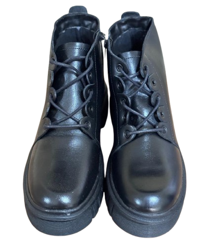 Bota Feminina Preta em Couro BX66 com Zíper Lateral