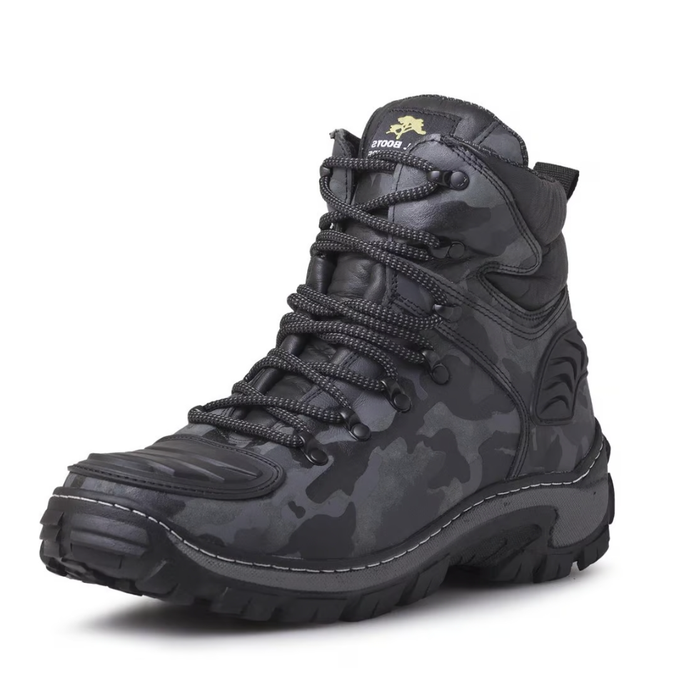 Bota Coturno Camuflada em Couro