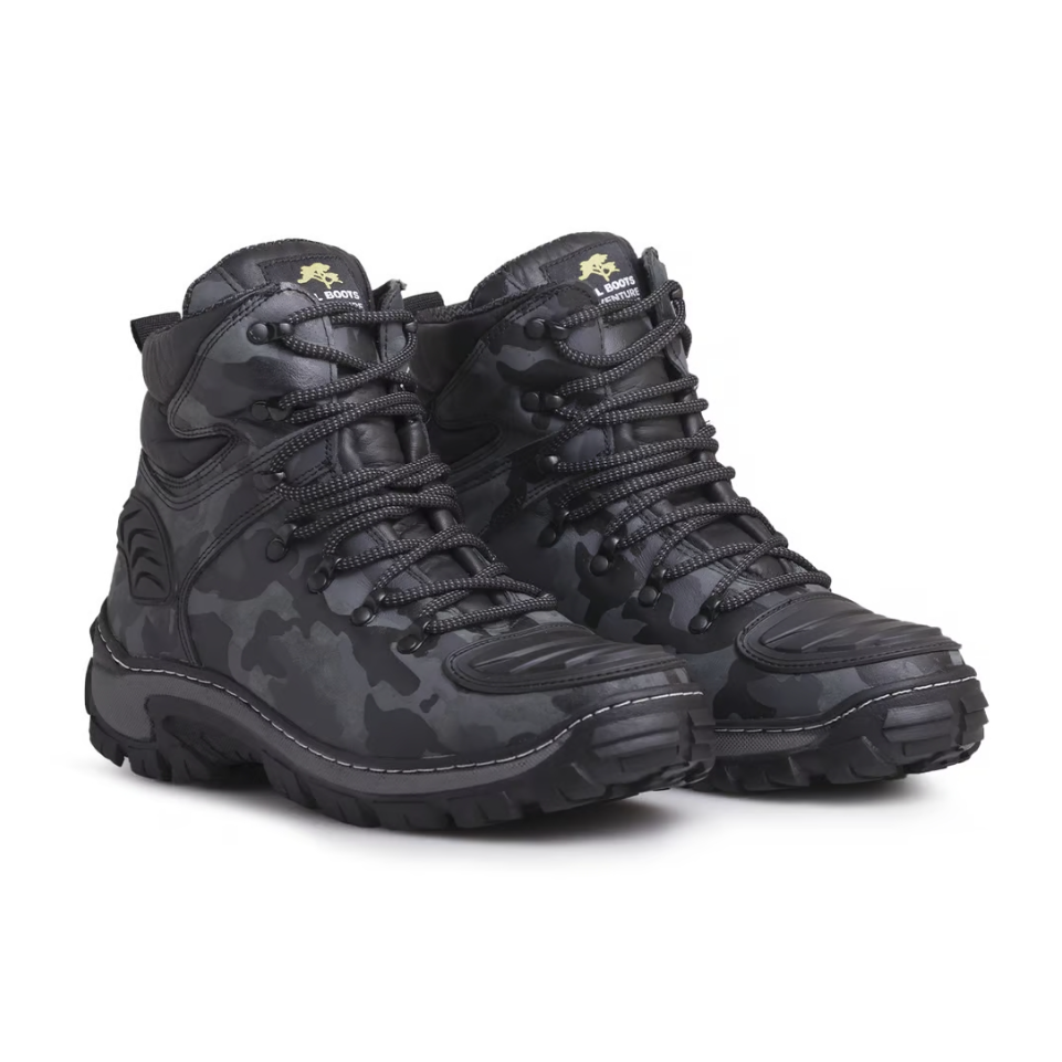 Bota Coturno Camuflada em Couro