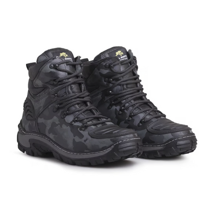 Bota Coturno Camuflada em Couro